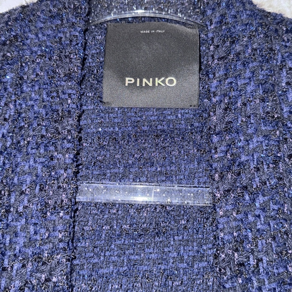 NWT Pinko Valerie stretch-knit cardigan navy blue/black with gold buttons size M - Picture 7 of 12